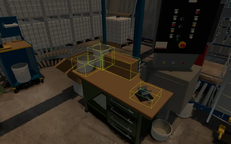 One workbench, randomized layouts and lighting