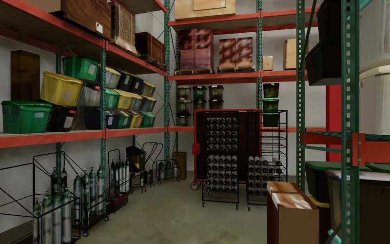 Medical supply warehouse, reconstructed model